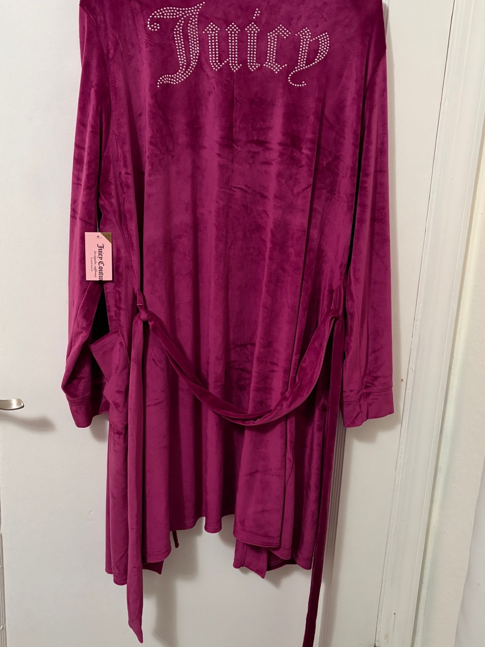 Juicy Couture Crystal-Logo Magenta Velour Teddy Jacket